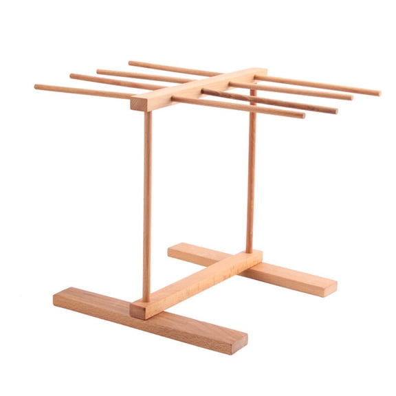 Bamboo Pasta Drying Rack with 8 Bars and Transfer Wand, Transfer for Drying Pasta and Cooking Easily, Special Suspension Design for Large Storage, Gift for House Warming