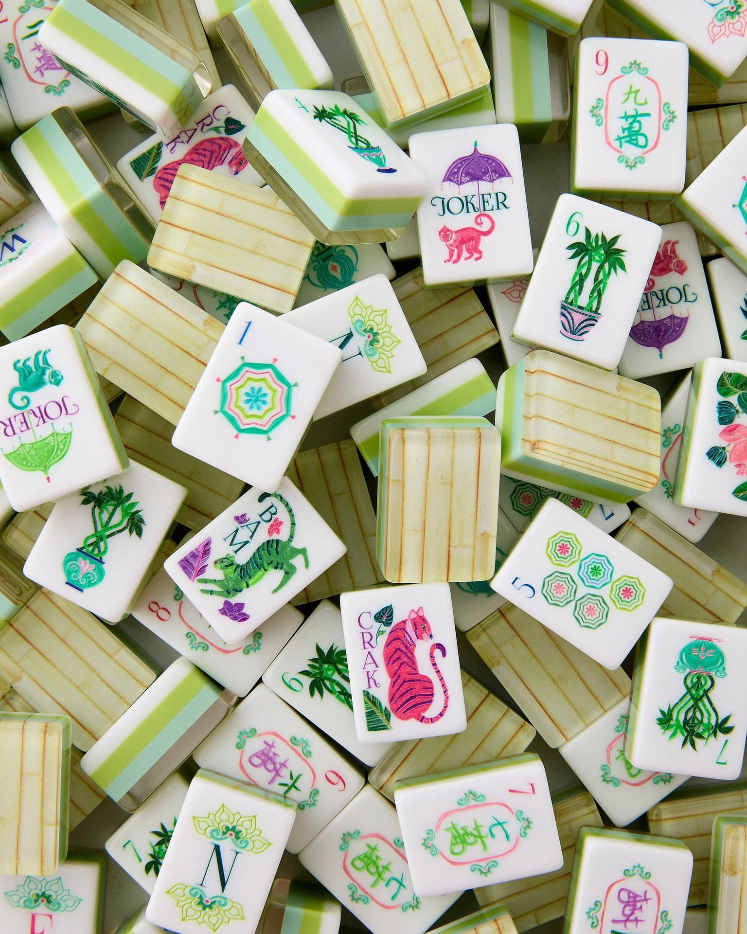 Mahjong Pattern Board American Mahjong Set, 160 Acrylic Bamboo Pattern Perfect for Home ...
