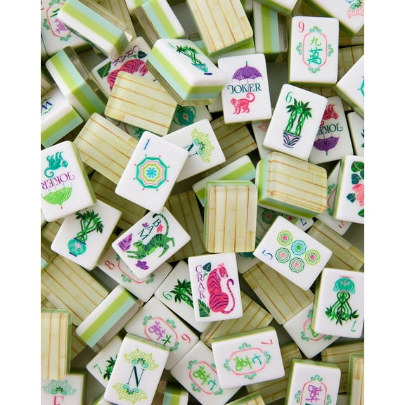 American Mahjong Set, 160 Acrylic Bamboo Pattern Perfect for Home Travel & Game Night