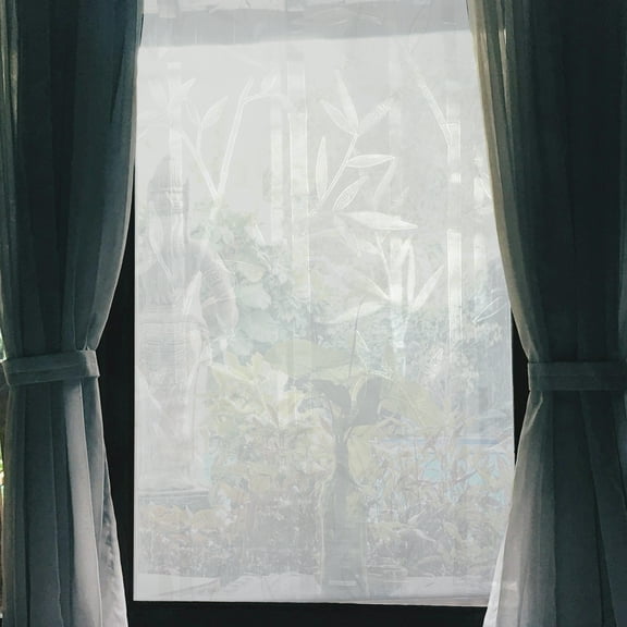 Bamboo Pattern Window Privacy Film Self-adhesive Glass Window Sticker for Home 39.37"L x 17.72"W Clear