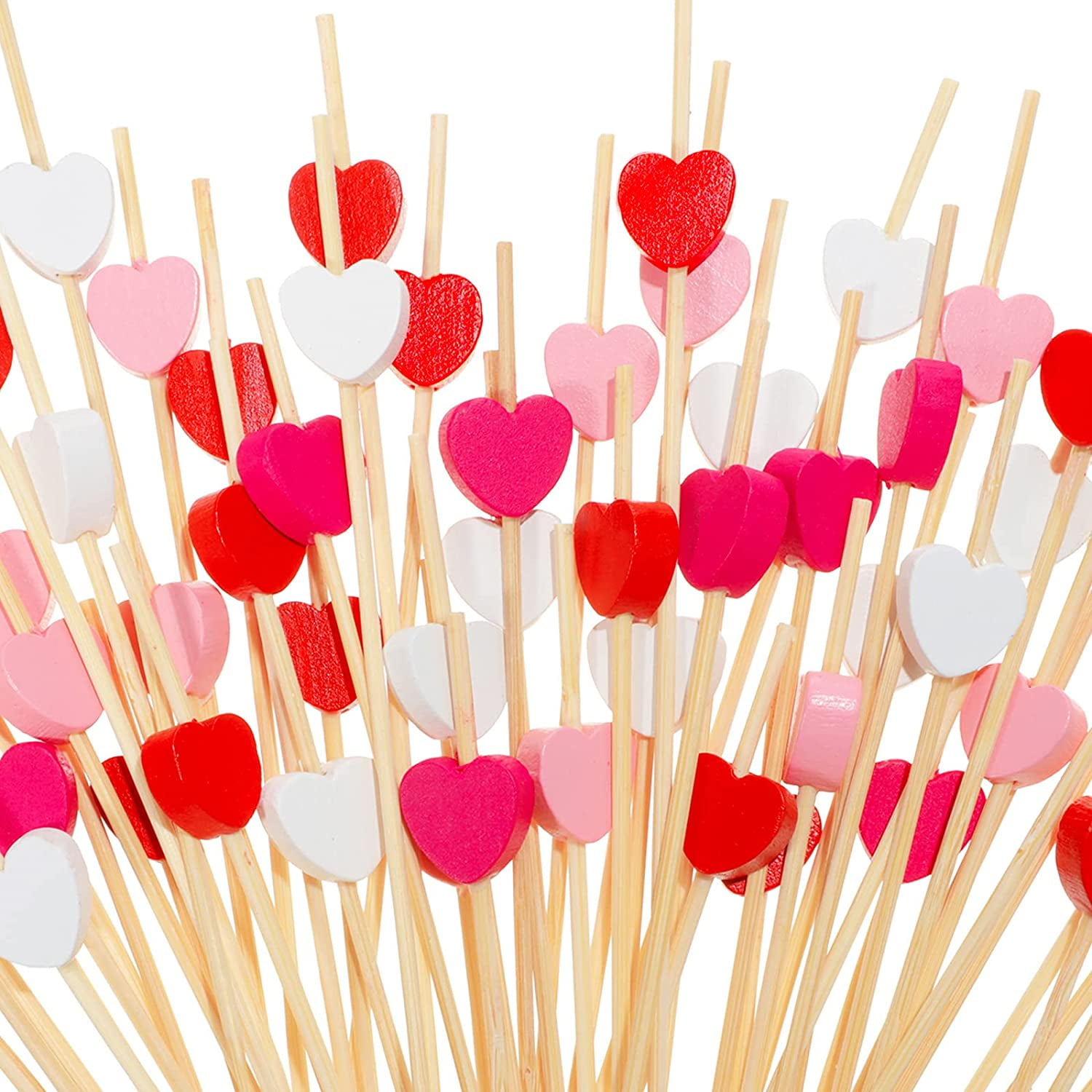 FSSTUD 100 Pcs Small Heart Tooth Picks Wood Drink Stirrer Sticks