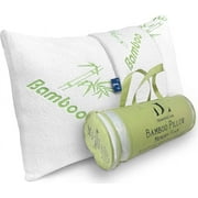 Bamboo Pillow Queen Size - Adjustable -Shredded Memory Foam +1 Extra Cover for Sleeping Ultra Soft/Firm, Cool, Breathable & Zippered, Relieves Neck Pain, Snoring & Asthma, Back/Stomach/Side Sleepers