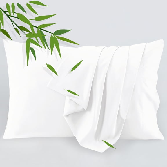 Bamboo Pillowcase Bedding Pillow Cases - King Pillow Case Set of 2, Cooling Bed Pillowcases with Envelope Closure, Soft Cool Luxury Great for Hair Skin or Hot Sleepers (White King Size)