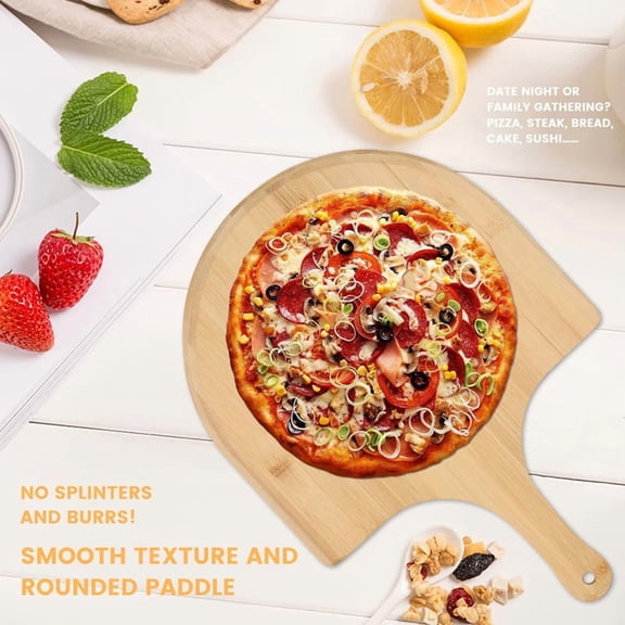 Bamboo Pizza Peel Baking Tool Wooden Pizza Cutting Board with Comfortable Handle Pizza Peeling Cutting Board