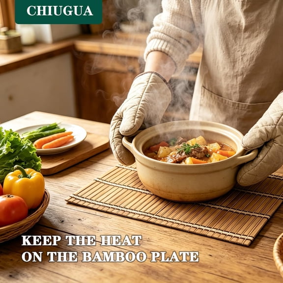 Bamboo Placemats Set of 8, Heat-Resistant Rectangular Table Mats for Dining Kitchen Party
