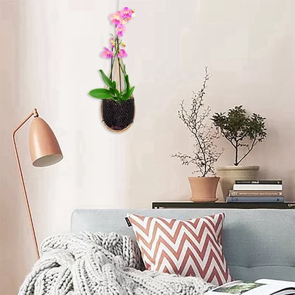 Bamboo Plant Pot Hanging Orchid Basket with Metal Hook Macrame Plant Hanger Orchid Hanging Planter Bird Nest Style Plant Hangers for Home Indoor Outdoor