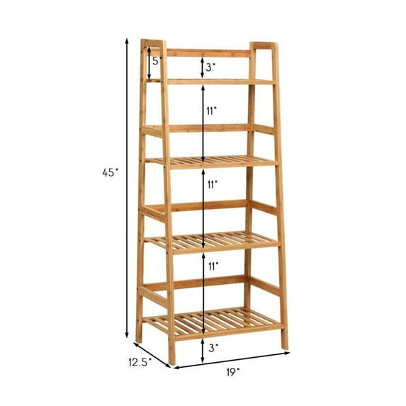 Bamboo Plant Rack 4-Tier with Guardrails - Stable Ladder Shelf for Living Room, Kitchen, Books, Plants - Space Saving Display Shelves