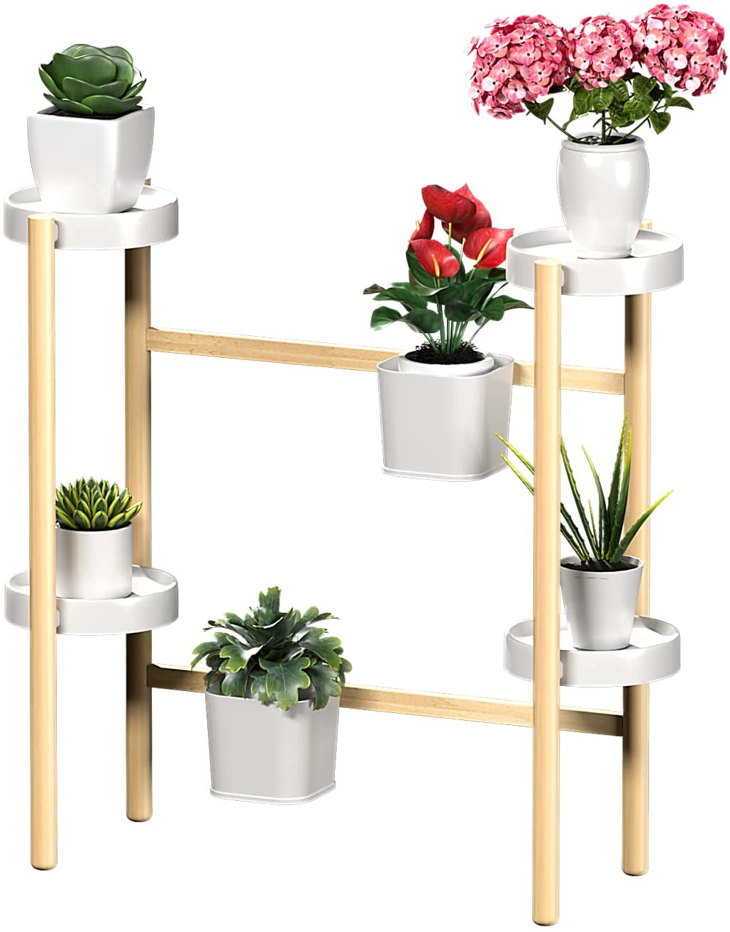 Bamboo Plant Shelf, 6 Tier Tall Plant Stand Outdoor for Multiple Plants