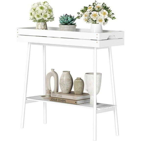 Bamboo Plant Stand Indoor, 2 Tier Small Plant Table, Tall Plant Stand for Indoor Plants, Window Sill Plant Shelf, Flower Pot Holder Plant Bench Plant Rack for Living Room Outdoor, Black