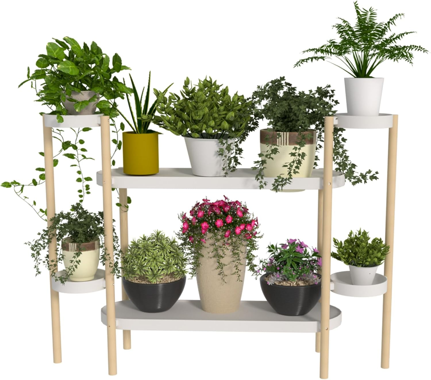 Bamboo Plant Stand Indoor, 4 Tier Tall Plant Storage Stand Table Top