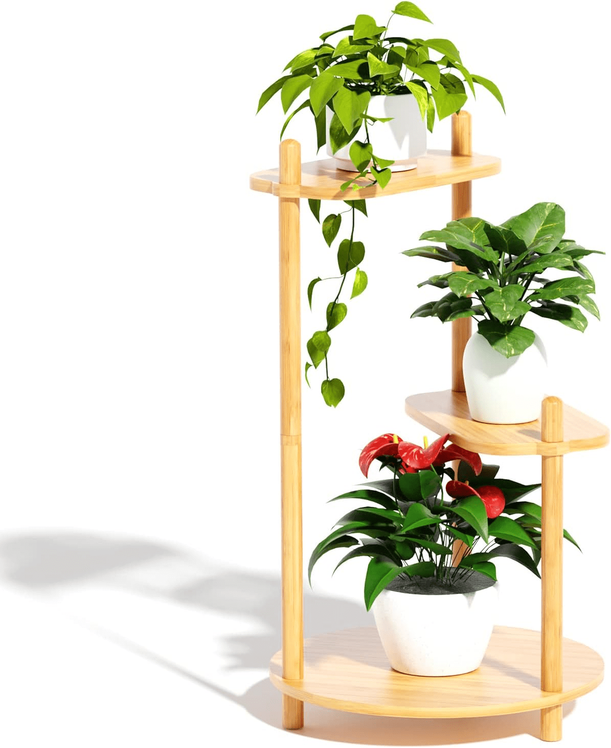 Bamboo Plant Stand Indoor Outdoor,3 Tier Plant Stands Plant Shelf