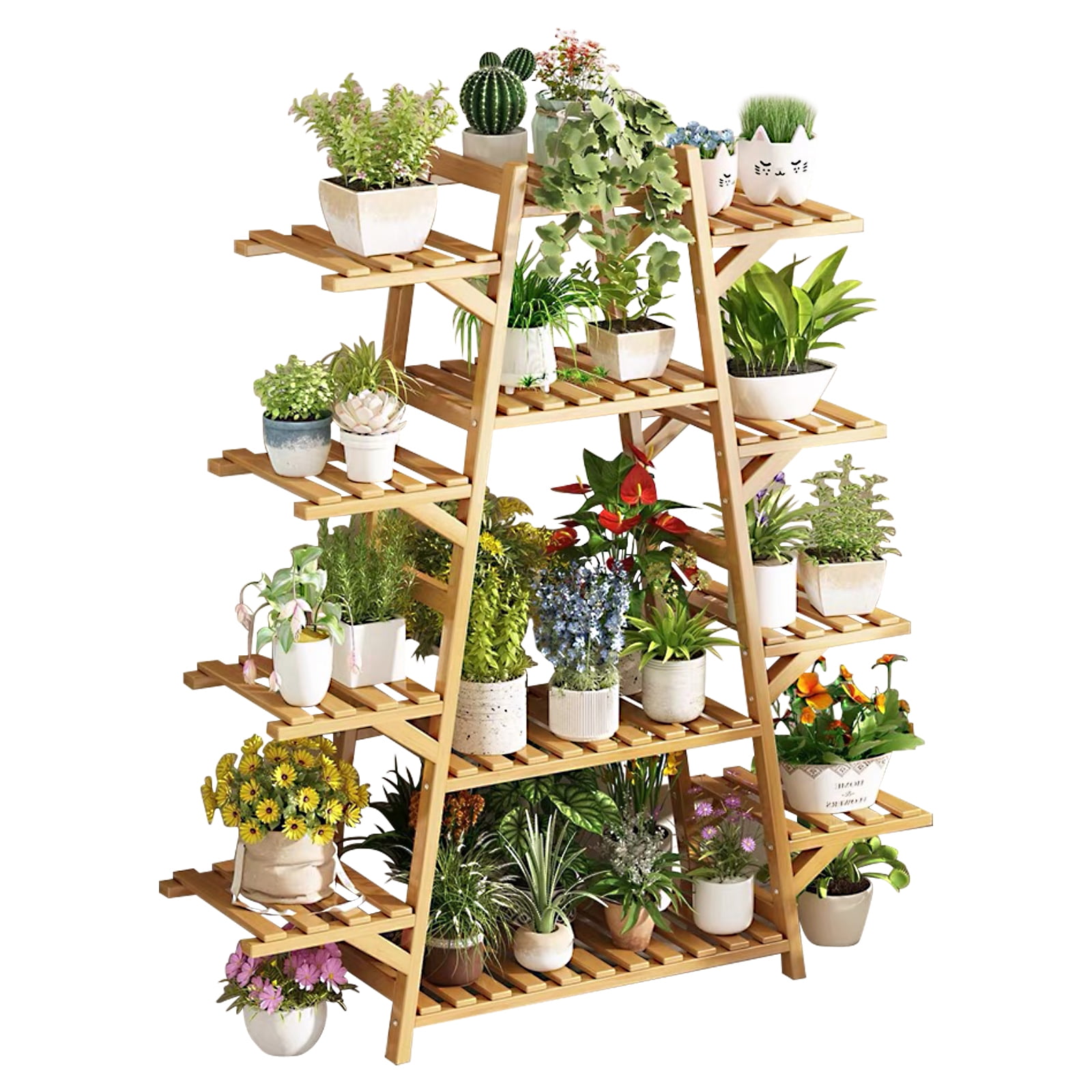 Bamboo Plant Stand Indoor Outdoor Plant Display Shelf for Multiple Plants Flower Pot Holder Rack