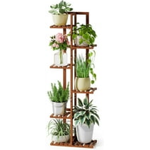 Bamboo Plant Stand, ROSSNY 6 Tier Plant Shelf for Indoor Outdoor 7 Potted , Brown
