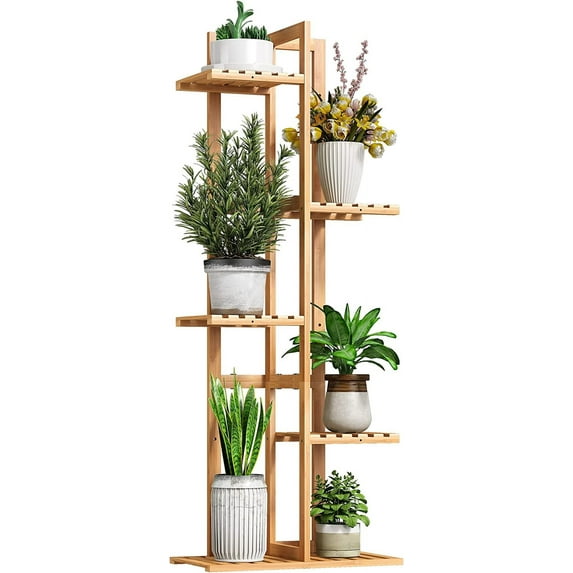 Bamboo Plant Stand for Indoor Outdoor Plants Corner Tall Plant Shelf 6 Potted Holder Shelf Plant Rack Holder Display Rack(Natural)