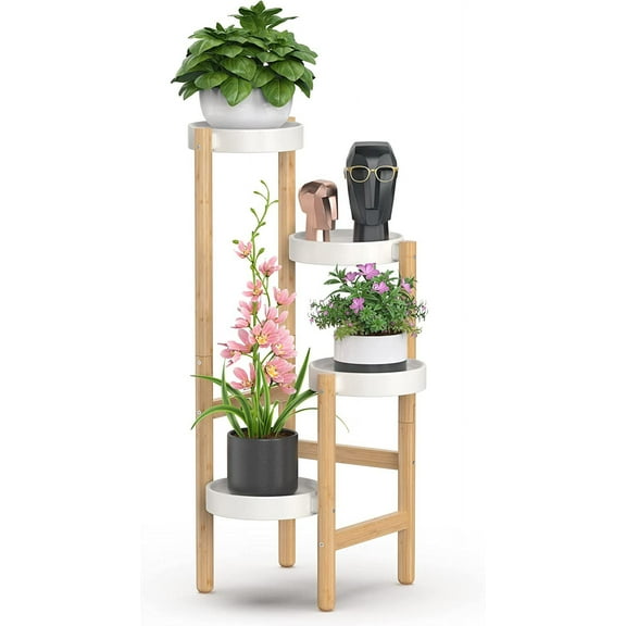 Bamboo Plant Stands Indoor, 4 Tiered Tall Corner Plant Stand Holder Multiple Shelf Flower Tables for Garden Indoor Home (4 Tier -2)