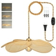 thumbnail image 1 of Bamboo Plug in Pendant Light, 24 Inch Flower Handwoven Rattan Lampshade Stepless Dimmable Boho Chandelier, 11.3 ft Plug in Hanging Lamp for Hallway Kitchen Island Dining Room Bedroom(Not Bulb), 1 of 7