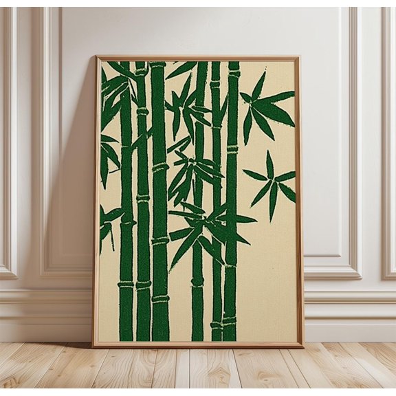 Bamboo Poster Japanese Wall Art Print Minimalist Nature Illustration Zen Botanical Decor G