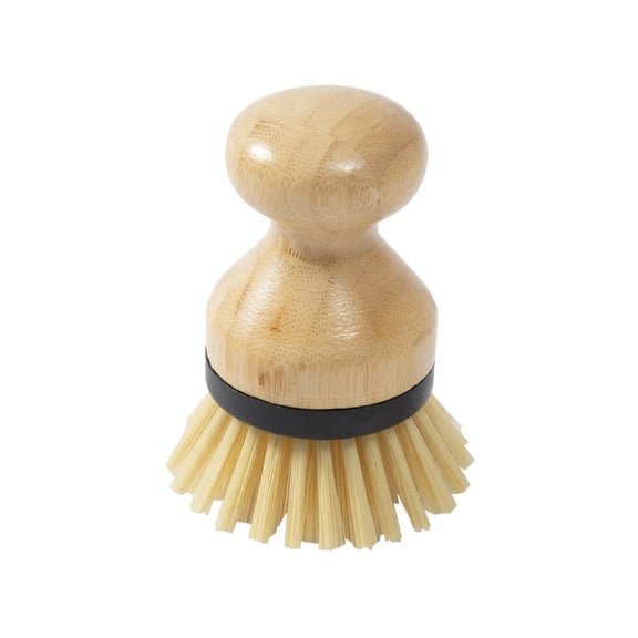 Bamboo Pot Scrub Brush, Kitchen Cleaning Brush for Pots and Pans, Non-Scratch Descaling Tool, Black