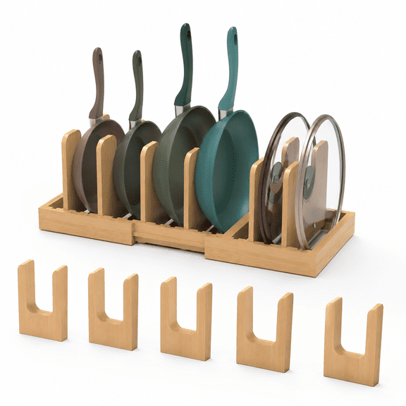 Bamboo Pot and Pan Organizer, Pots and Pans Organizer under Cabinet