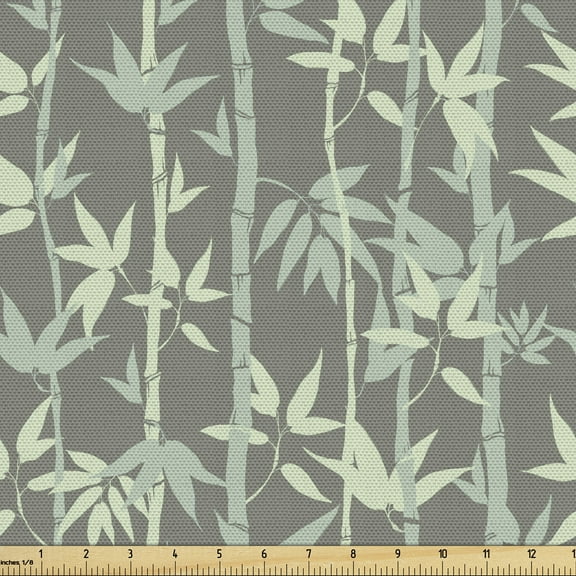 Ambesonne Nature Art Fabric by the Yard Upholstery, Botanical Leaves Braches, 3 Yards, Sage Green and Multicolor