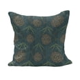 thumbnail image 1 of Bamboo Print Fluffy Throw Pillow Cushion Cover, Style Composition Oriental Motifs Leaves Eastern Elements, Decorative Square Accent Pillow Case, 16" x 16", Teal Ivory Tan, by Ambesonne, 1 of 5