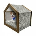 thumbnail image 1 of Bamboo Print Pet House, Japanese Nature Spa Theme Dark Abstract Stem Reed Silhouettes, Outdoor & Indoor Portable Dog Kennel with Pillow and Cover, 5 Sizes, Charcoal Grey and Cream, by Ambesonne, 1 of 5
