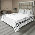 thumbnail image 1 of Ambesonne Asian Themed Fitted & Top Sheet Set with Shams, Peace Concept Pattern, White Black, 1 of 4
