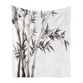 thumbnail image 1 of Bamboo Print Soft Flannel Fleece Blanket, Traditional Bamboo Leaves Meaning Wisdom Growth Renewal Unleash Your Power Art, Cozy Plush for Indoor and Outdoor Use, 70" x 90", Grey White, by Ambesonne, 1 of 5