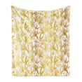 thumbnail image 1 of Bamboo Print Soft Flannel Fleece Blanket, Tropic Theme Bamboo Leaves and Outgrowing Shoots Reflecting Sun, Cozy Plush for Indoor and Outdoor Use, 50" x 70", Earth Yellow Pale Coffee, by Ambesonne, 1 of 5