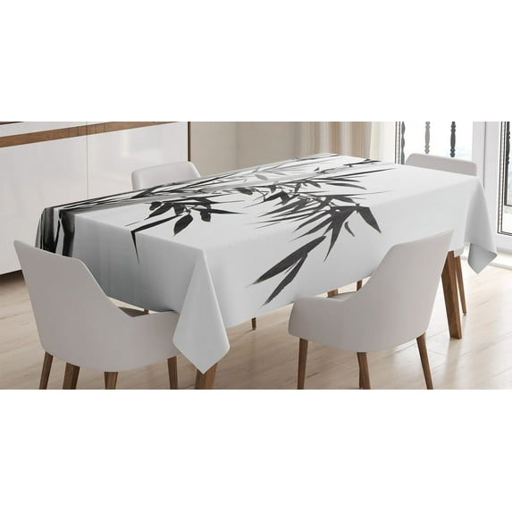 Ambesonne Black White Tablecloth Rectangular Table Cover, Watercolor Tree Branch, 60"x90", Charcoal Grey and White