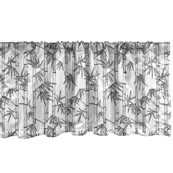 Ambesonne Asian Print Valance Pack of 2, Exotic Inspired Tree, 54"X12", Charcoal Grey and White
