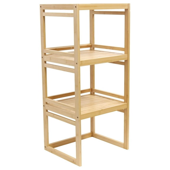 Bamboo Rack, 3-Tier Shelving Unit, Perfect Storage Organizer for Bathroom, Living Room, Kitchen, Entryway, Closet 2-Tier Shelf