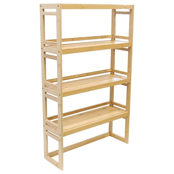 Bamboo Rack, 4-Tier Shelving Unit, Perfect Storage Organizer for Bathroom, Living Room, Kitchen, Entryway, Closet