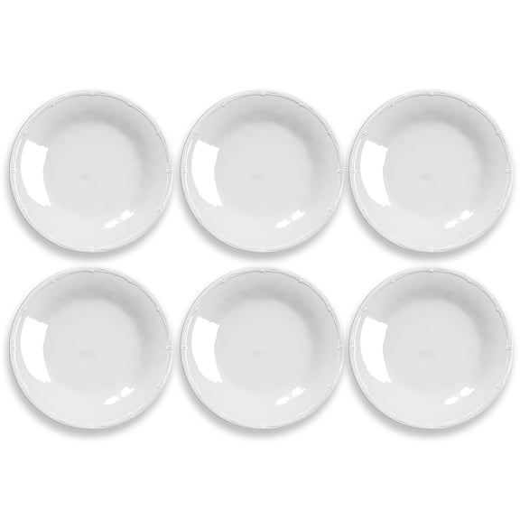 Bamboo Raised Rim Melamine Dinner Plate - White - 10.5" - Set of 6