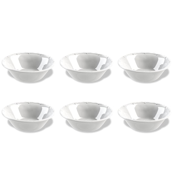 Bamboo Raised Rim Melamine Small Bowl - White - 6.5" - Set of 6