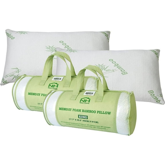 Bamboo Rayon Breathable with Washable Pillowcase, Premium Pillows for Sleeping Back/Stomach/Side Sleeper, Bamboo Cooling Bed Pillows (King Size) (2-Pack)