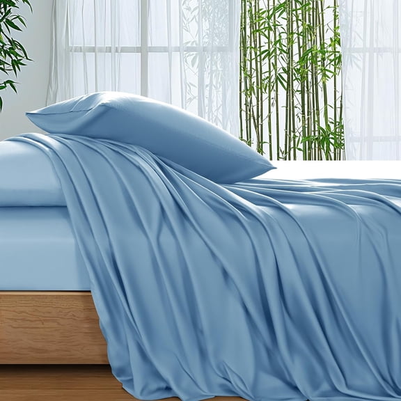 Bamboo Rayon Queen Bed Sheets 4 Piece Set Teal Blue 16 Inch Deep Pocket