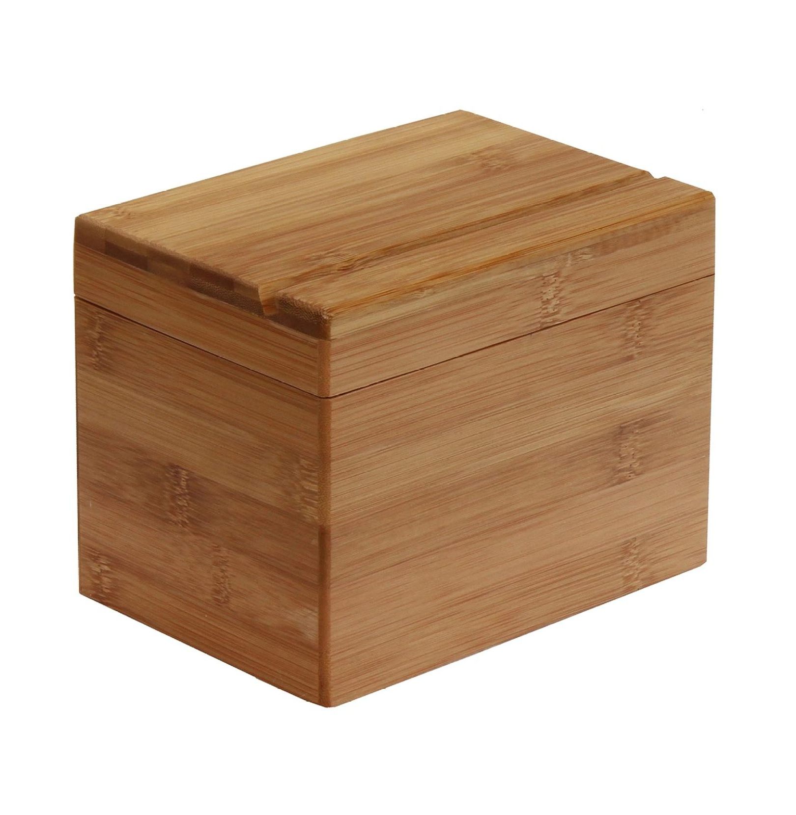 Bamboo Recipe Box with Divider, Natural, 6.80" W x 4.90" D x 5.10" H