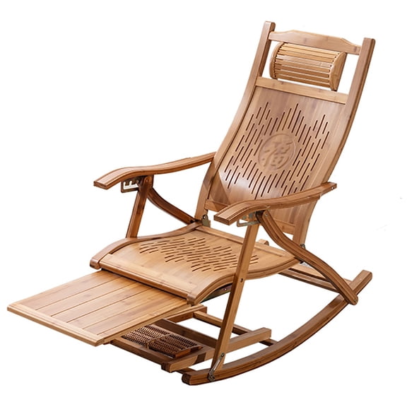 Bamboo Recliners Patio Rocking Chairs Ergonomic Garden Deck Chairs for Elderly,Wooden Foldable Recliner Comfort Zero Gravity Chair Loungers Deck Chair Garden Chair