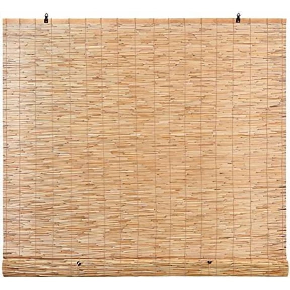 Bamboo Reed Cordless Light-Filtering Shades Manual Roll-Up Reed Window Shades Roman Blinds for Indoor Windows by , Made of Natural Reed, 72 in W x 72 in H