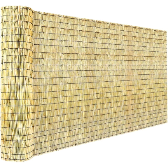 Bamboo Reed Fencing, Natural Bamboo Screens Outdoor, Decorative Privacy Screen Reed Curtains for Patio Balcony Garden Backyard, 5 x 10 FT