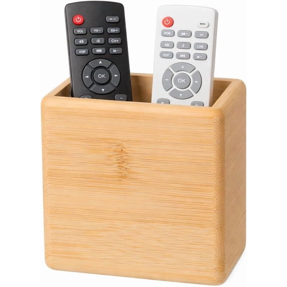 Bamboo Remote Control Holder Wall Mount - Wood Remote Caddy Organizer for Bedside Couch Office Universal Media Storage Box for Tv Controller Phone Key Pen Home Decor