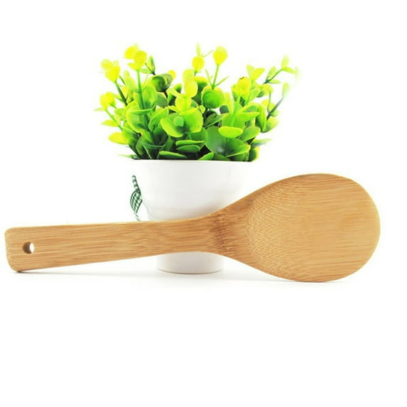 Bamboo Rice Spoon Basdi Natural Bamboo Rice Spoon - Wooden Cooking and Serving Utensil for Kitchen | Eco-Friendly, Non-Scratch, Heat-Resistant for Daily Cooking and Healthy Meals, Wooden Utensil