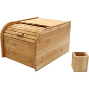 Bamboo Rice Storage Container,33Lbs Wooden Cereal Containers Storage Rice Dispenser,Large Dry Storage Rice Container Box with Sliding Lid and Measuring Cup,for Flour Grains