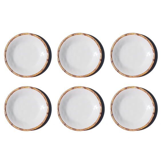Bamboo Rim NewWave Melamine Dinner Plate - White - 10.5" - Set of 6
