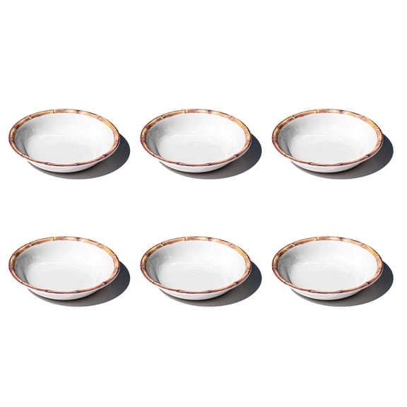 Bamboo Rim NewWave Melamine Low Bowl - White - 8.9" - Set of 6