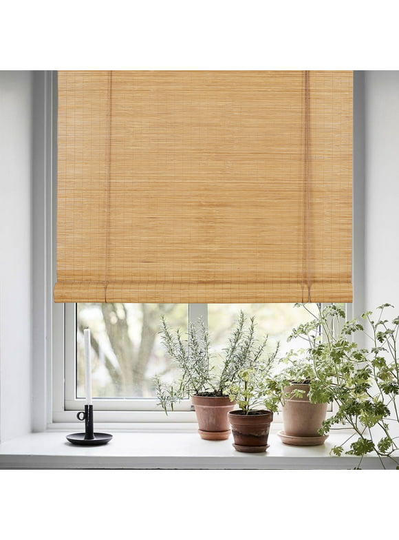 Bamboo Roll-Up Roman Shades Light Filtering Window Treatment Natural Indoor/Outdoor Bamboo Blinds for Windows 24 x 72ft