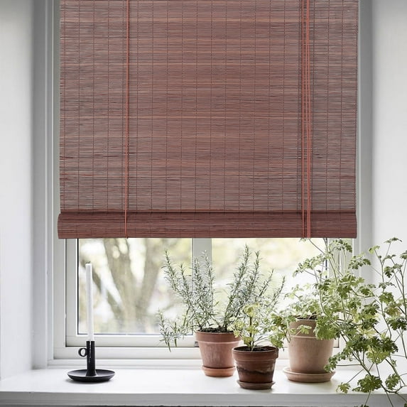 Bamboo Roll-Up Roman Shades Light Filtering Window Treatment Natural Indoor/Outdoor Bamboo Blinds for Windows 60 x 72ft