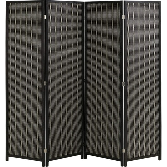 Bamboo Room Divider Folding Privacy Screen 4 Panel 72 Inches High 17.7 Inches Wide Room Divider for Bedroom Office Study,Black