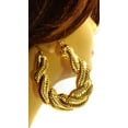 thumbnail image 1 of Bamboo Rope Hoop Earrings Thick Twisted Hoops Teardrop 3.5 inch Large, 1 of 3